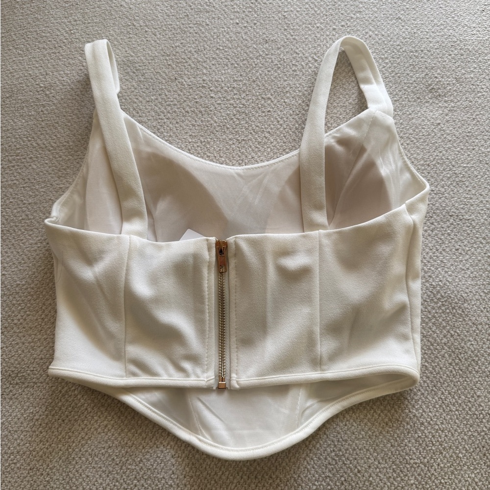 Boohoo White Petite Corset Top (NWT) - Picture 3 of 7